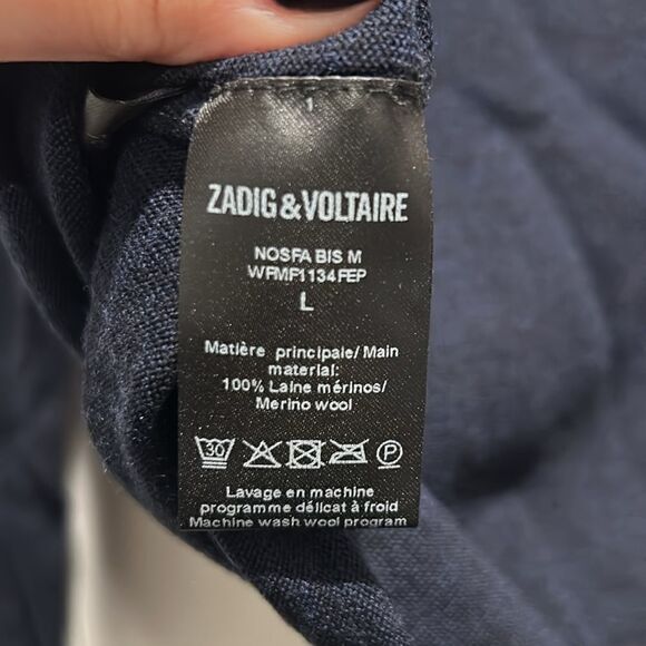 NWT Zadig & Voltaire Navy Sweater w Skull on back, Size Large - Picture 7 of 8